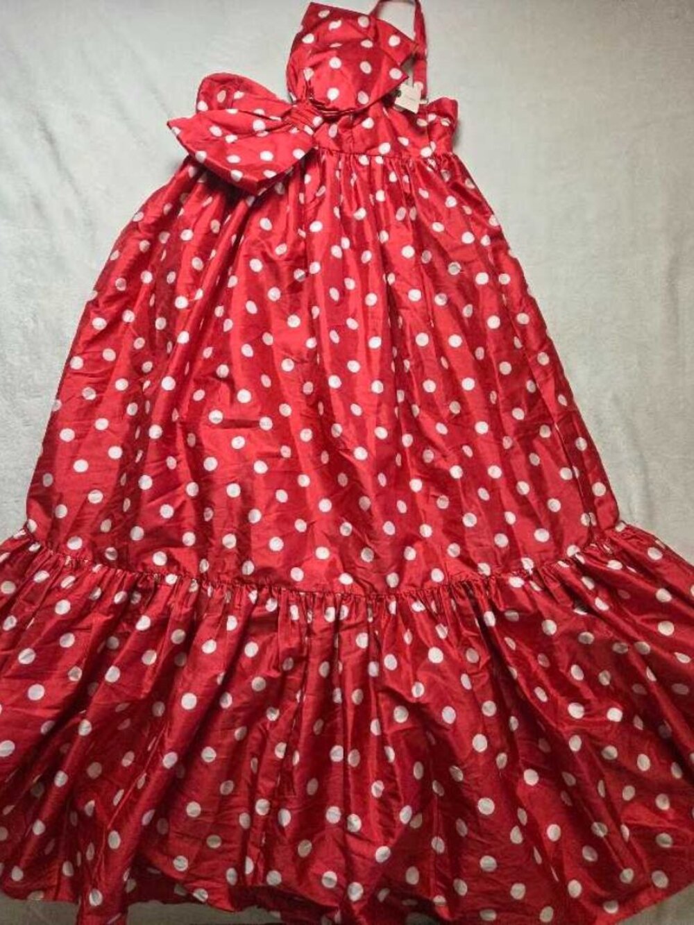 New M (with flaw) Anthropologie x Atsu Sally bow midi dress in Red polka dot